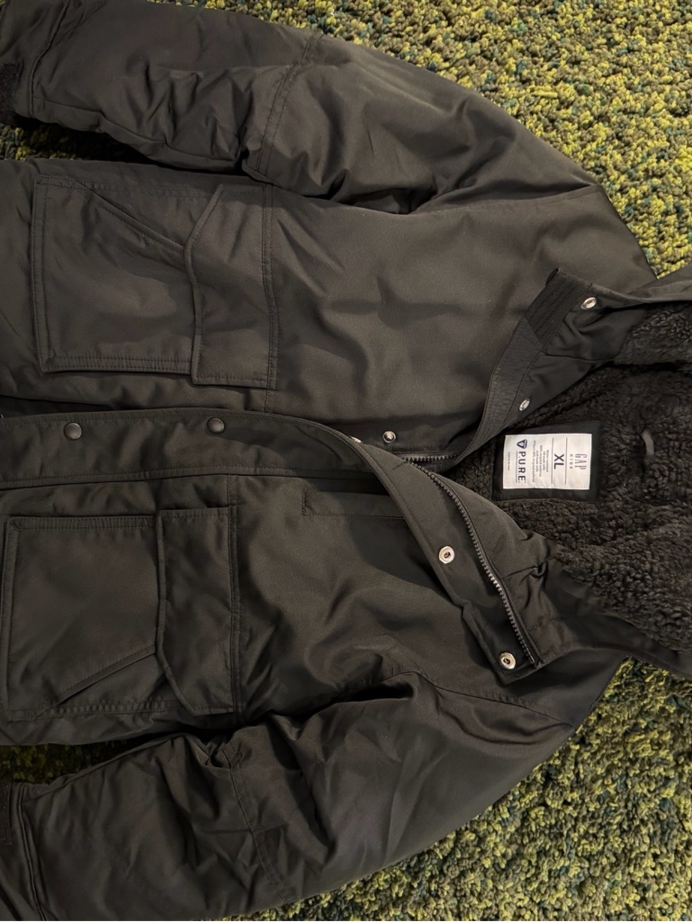 Gap Kids Black Military Field Jacket with Sherpa Lining